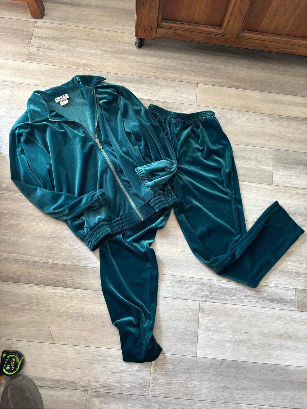 Vintage Teddi Deep Teal Velour Tracksuit